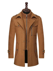 Casual Middle Long Scarf Collar Cotton-padded Thick Warm Woolen Coat