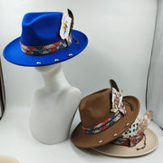 Retro Feather Fedoras Felt Wide Brim Jazz Cap