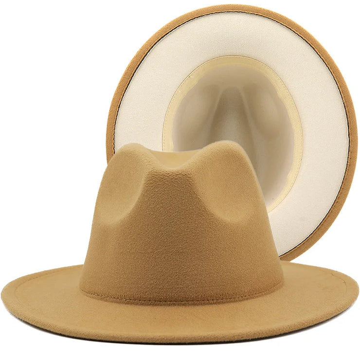 Two toned fedoras beige bottom Hat