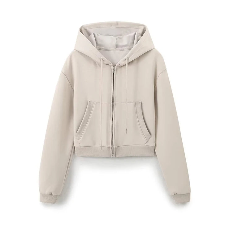 Autumn Women Cropped Cotton Sweatshirt