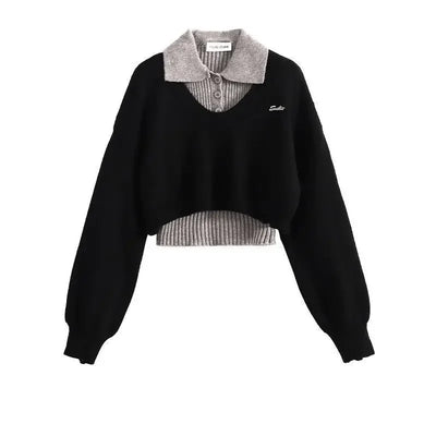 Preppy Style Women's Cropped Sweater