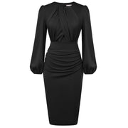 Long Sleeve Crew Neck Bodycon Midi Dress