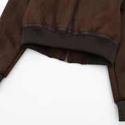 Luxury Standing Neck Contrast Strap Decoration Loose Double sided Jacket