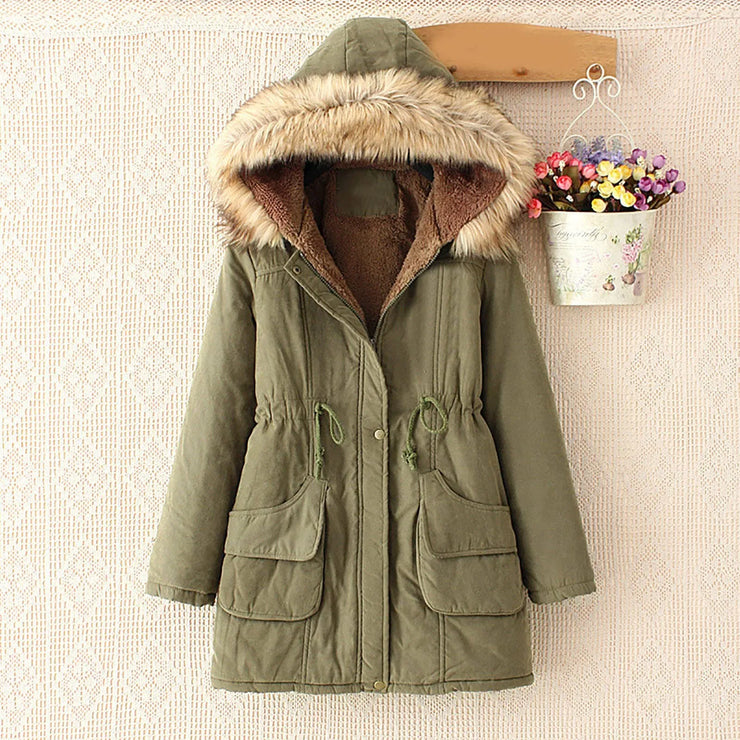 VELVET THICKENED MID LENGTH WARM JACKET