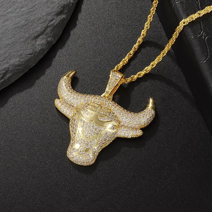 Bling Iced Out Pistol Pendant Submachine Gun Necklace
