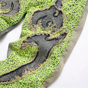 Street Green Spiderweb Embroidered Jeans