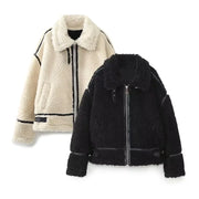 Trendy Velvet Warm Motorcycle Jacket for women