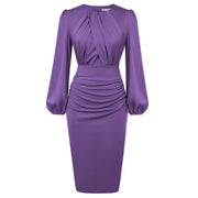 Long Sleeve Crew Neck Bodycon Midi Dress