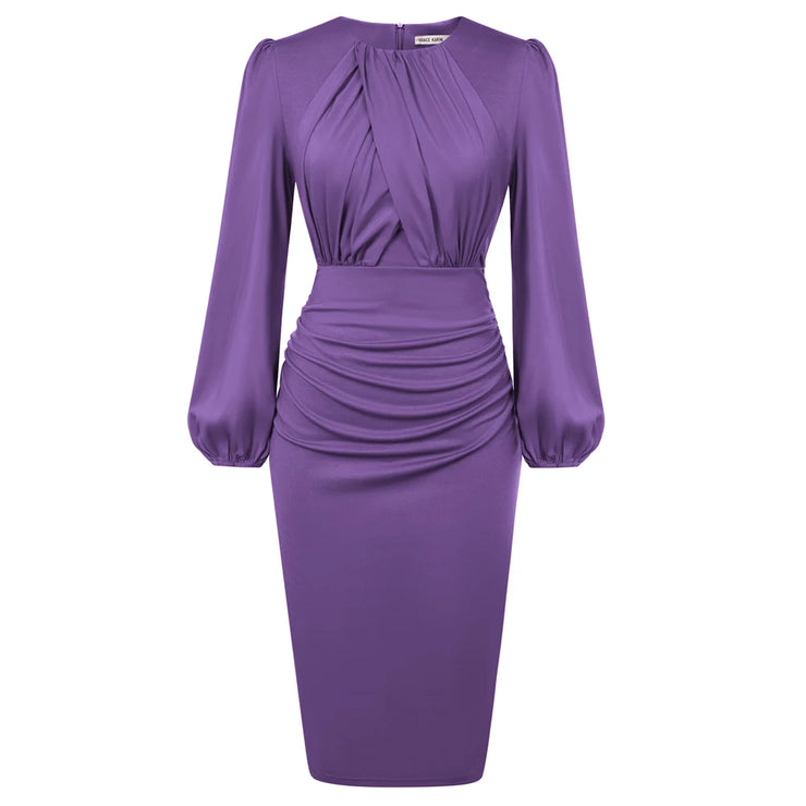Long Sleeve Crew Neck Bodycon Midi Dress