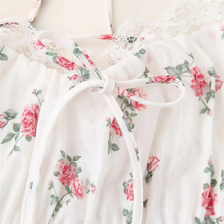 European niche hanging neck floral lace patchwork dress