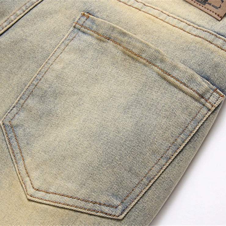 Street Green Spiderweb Embroidered Jeans