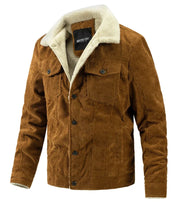 Men's Fleece Collar  Button Warm Cushion Corduroy Jacket