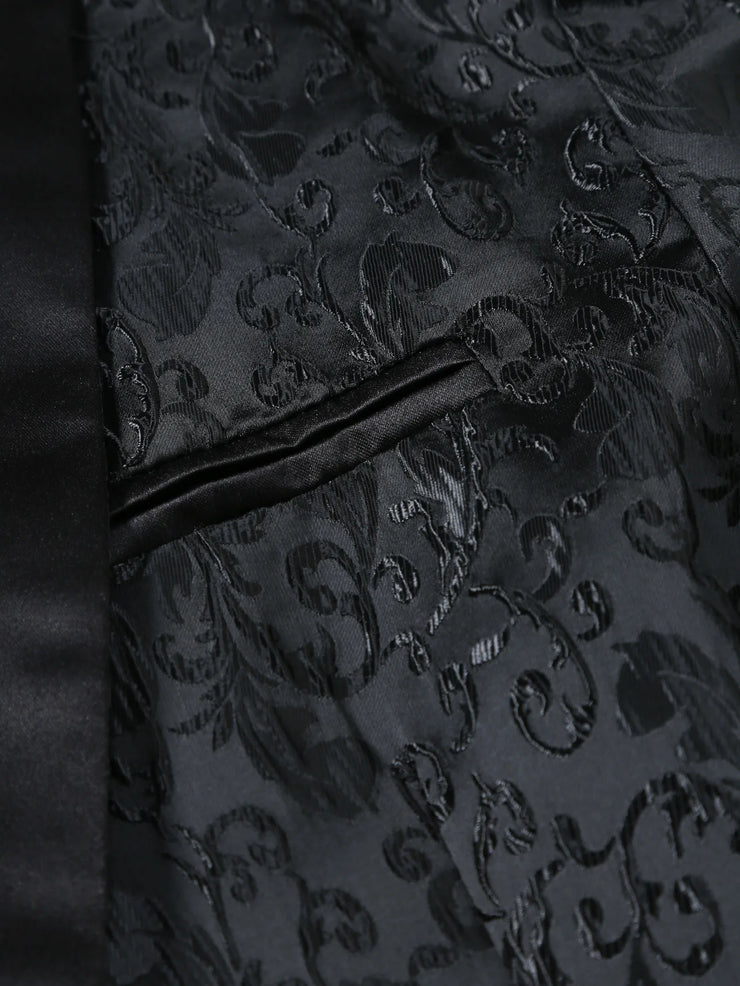 Luxury Black jacquard printed suit for men