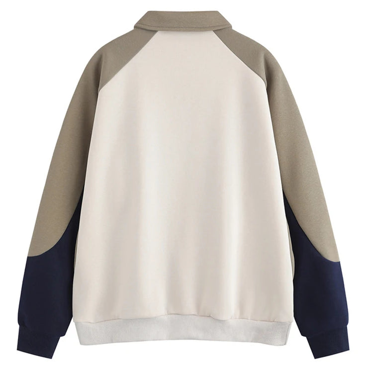 Men Polo Collar Streetwear Sweatshirt