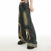 High Street Vintage Distressed Washed Hole Fashion Denim