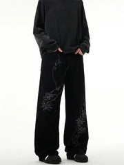 New Goth Vintage streetwear Embroidered Baggy Jeans