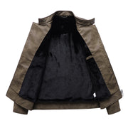 Winter leather Fleece Warm Zipper Motorbike jacket