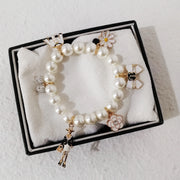 Luxury Elastic Glass Pearl Charms Designer Bracelet