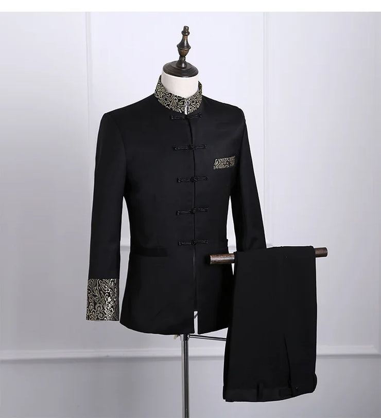Luxury Gold Floral Embroidery  Suit for men