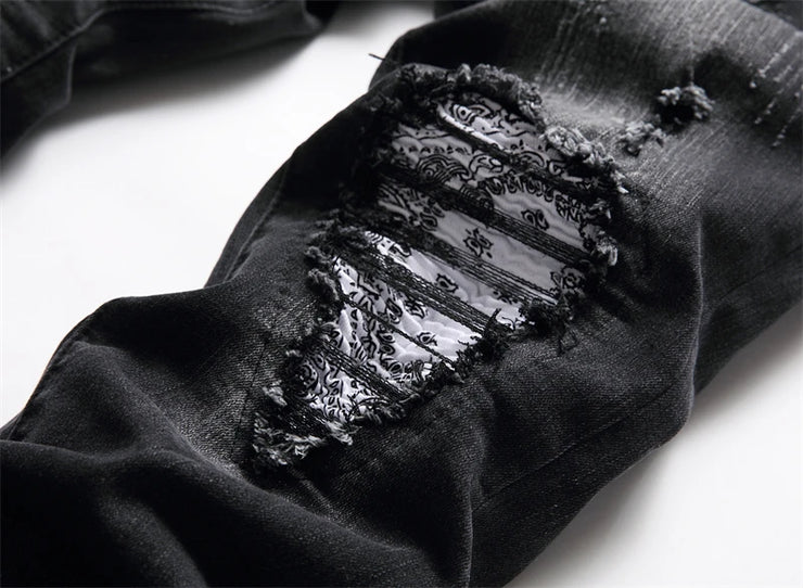 Men's Distressed Stretch Ripped Hip Hop Slim Fit