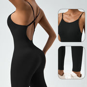 Women Backless Cross Seamless Gym Jumpsuit