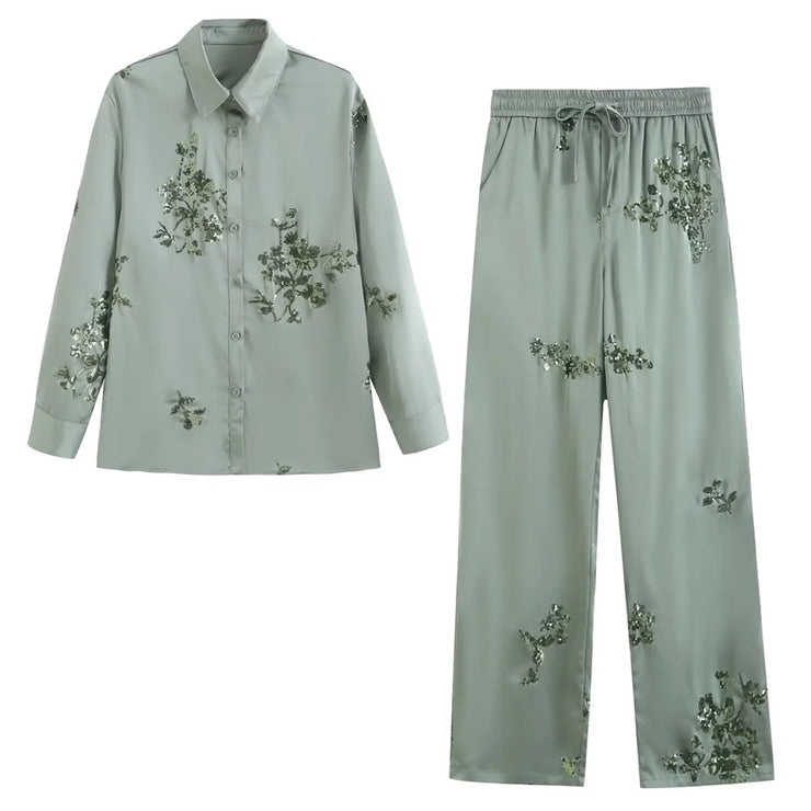 Long sleeved Heavy Industry Embroidered  Set