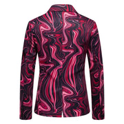 Fashionable Wave Printed Casual Single Button Blazer