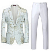 609 Host Emcee Wedding Groomsman Jacquard Two-piece Set