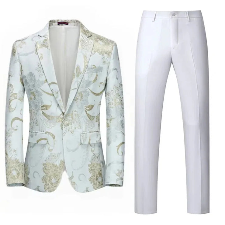 609 Host Emcee Wedding Groomsman Jacquard Two-piece Set