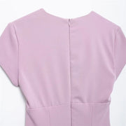 women's V-neck short-sleeved waist-cinching skirt