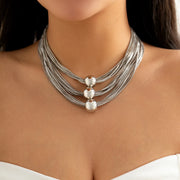 Gothic Layered Big Ball Pendant Choker Necklace