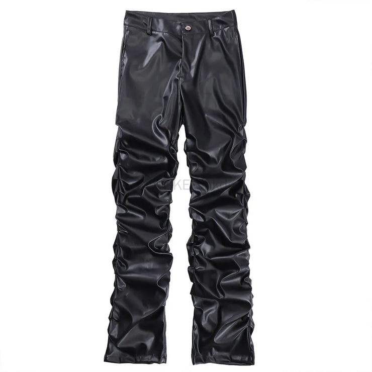 DESIGNER MENS LEATHER HIGH STREET  BLACK TROUSER