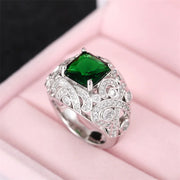 Elegant Full Bling Iced Out Green Ring