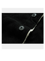 Men's Fleece Collar  Button Warm Cushion Corduroy Jacket