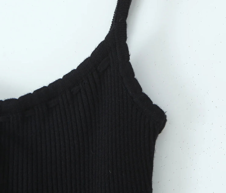 Women's Sexy Hollow Out Knit Sling Midi Dress