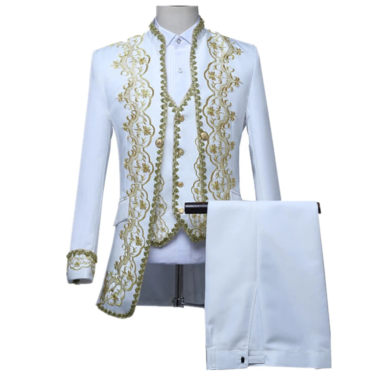 European Gold Vintage Tuxedo Men's Suit 3 Piece Suit