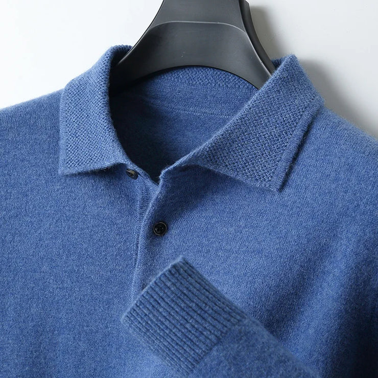 Merino Wool Cardigans Men Lapel Pullover sweatshirt