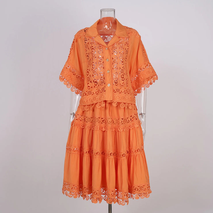 EMBROIDERY TWO PIECES SET OF SUMMMER SUIT FOR WOMEN