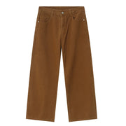 VINTAGE  STYLE MID HIGH SUMMER VERSATILE WIDE LOOSE JEANS