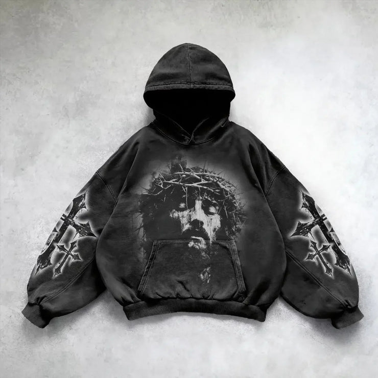 Men Vintage High Street Hooded Sweatshirt