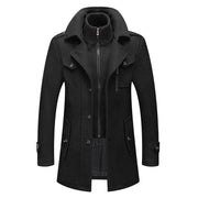 Thickended Men's Wool Blend Winter Double Collar jacket
