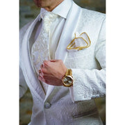 Luxury White Jacquard one button slim fit suit