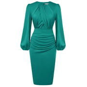 Long Sleeve Crew Neck Bodycon Midi Dress