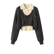 Preppy Style Women's Cropped Sweater