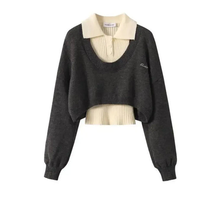 Preppy Style Women's Cropped Sweater