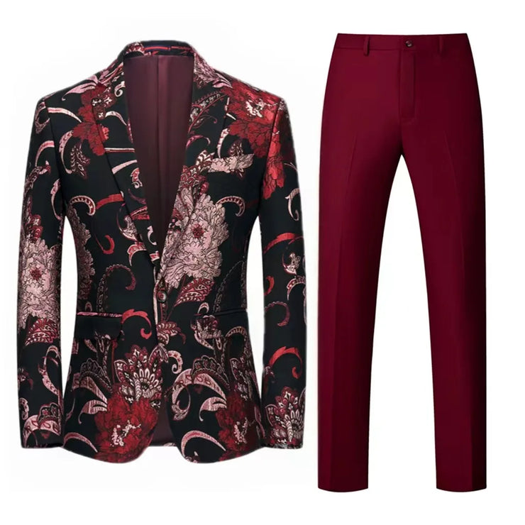 609 Host Emcee Wedding Groomsman Jacquard Two-piece Set