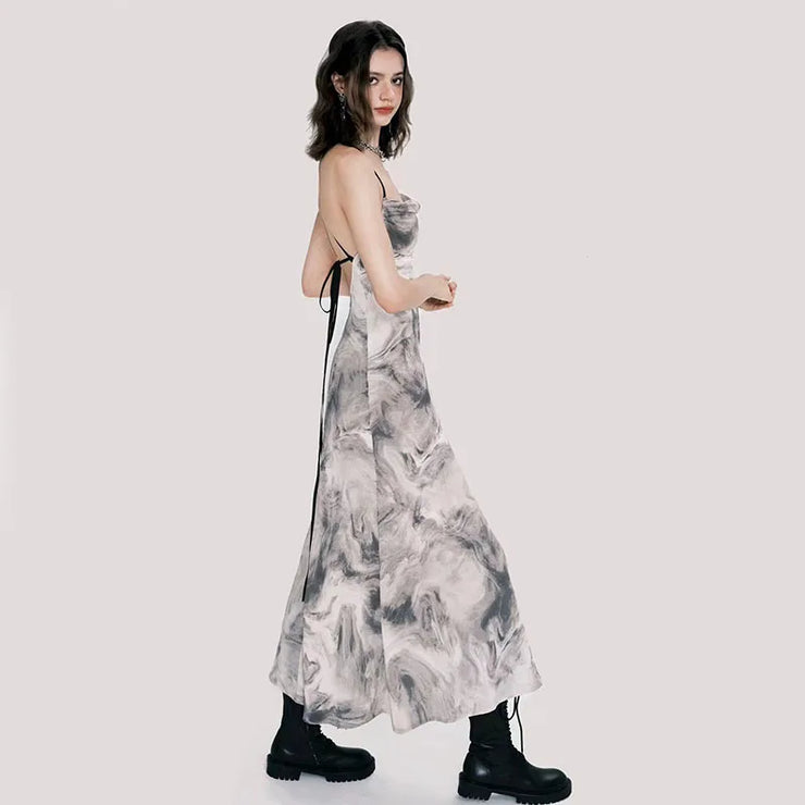 Sexy Spaghetti Straps Tie Dye Party Wear