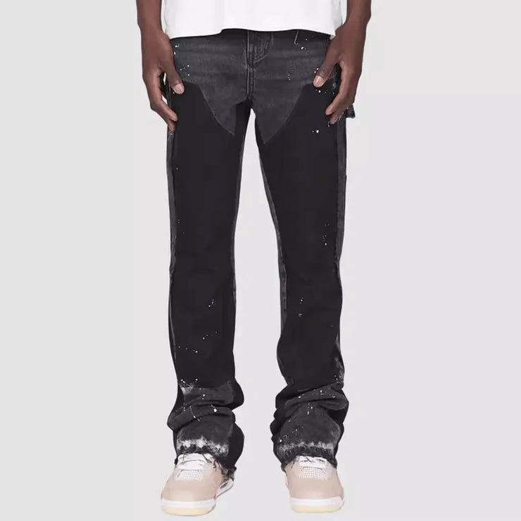 European and American Fashion Workwear Elastic Patchwork Denim