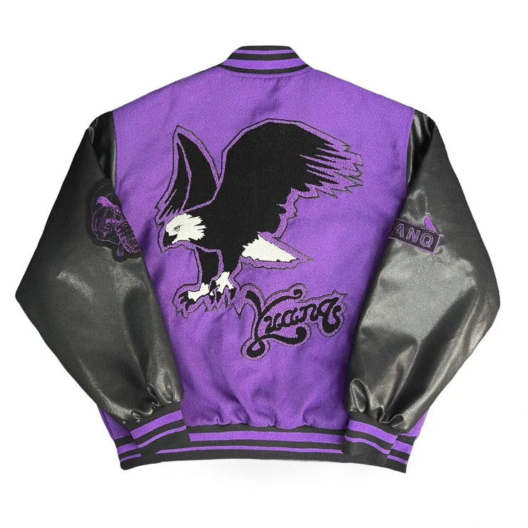 Retro Hip Hop Eagle Pattern Embroidery Splicing Jacket