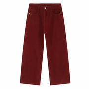 VINTAGE  STYLE MID HIGH SUMMER VERSATILE WIDE LOOSE JEANS